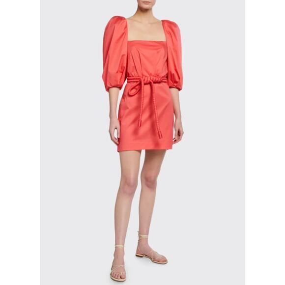 Johanna Ortiz Camelia Rhythm Mini Dress Coral Size 4 Belted Glam - Picture 2 of 10